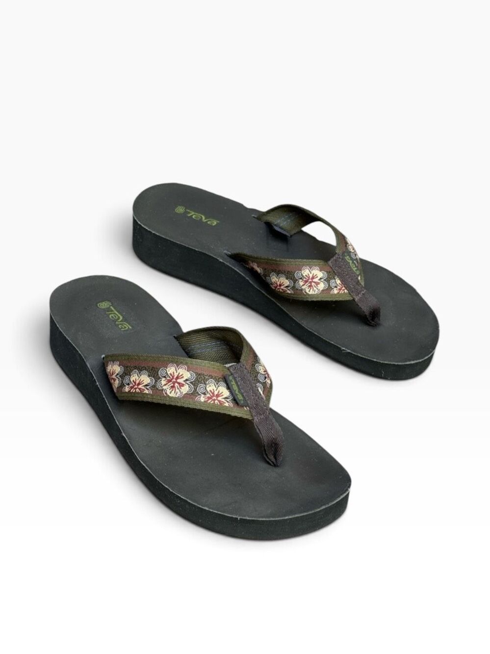Teva Women's 11 M Floral slip on Flip Flop Platform Wedge Sandals - Picture 2 of 12